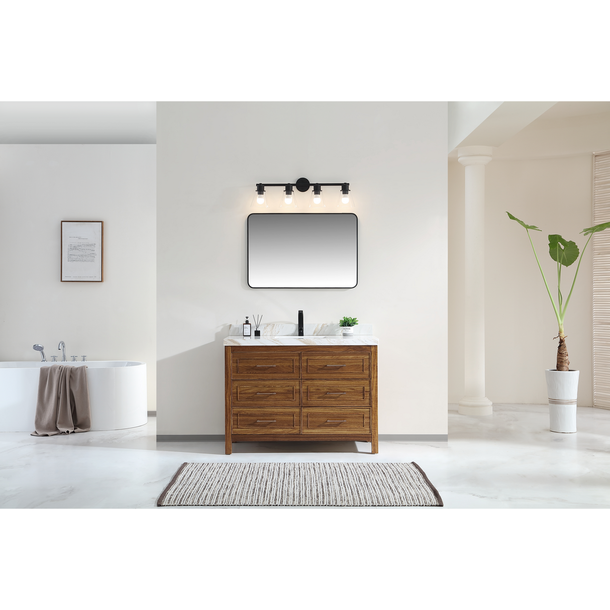 Legion Furniture 48" EBONY SINK VANITY LIGHT FINISH WITH WK-48 TOP 2" THICK WHITE NATURAL TOP WK2428-48-EW-WITH WHITE NATURAL TOP