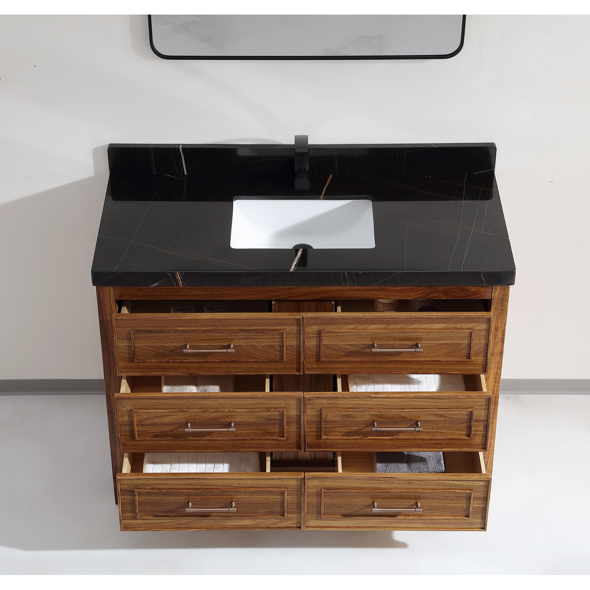 Legion Furniture 48" EBONY SINK VANITY LIGHT FINISH WITH WK-48 TOP 2" THICK BLACK NATURAL TOP WK2428-48-EW-WITH BLACK NATURAL TOP