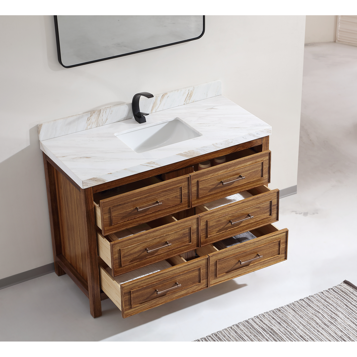 Legion Furniture 48" EBONY SINK VANITY LIGHT FINISH WITH WK-48 TOP 2" THICK WHITE NATURAL TOP WK2428-48-EW-WITH WHITE NATURAL TOP