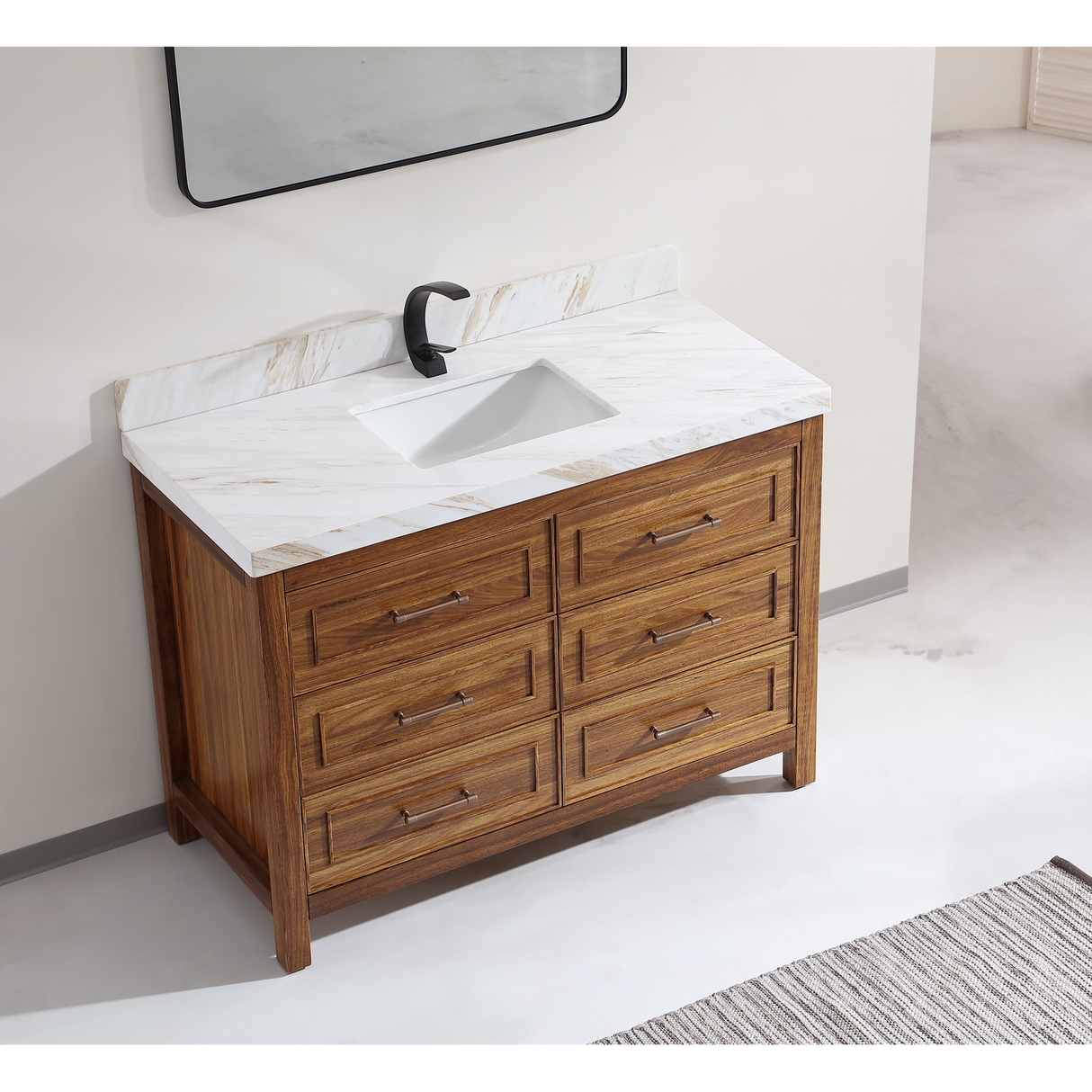 Legion Furniture 48" EBONY SINK VANITY LIGHT FINISH WITH WK-48 TOP 2" THICK WHITE NATURAL TOP WK2428-48-EW-WITH WHITE NATURAL TOP