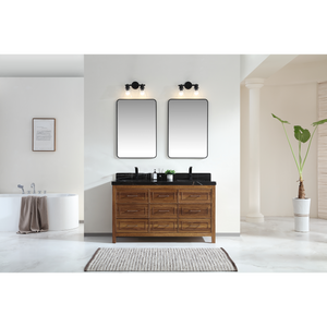 Legion Furniture 60" EBONY DOUBLE SINK VANITY LIGHT FINISH WITH WK-60D TOP 2" THICK BLACK NATURAL TOP WK2428-60D-EW-WITH BLACK NATURAL TOP