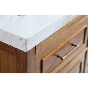 Legion Furniture 60" EBONY SINGLE SINK VANITY LIGHT FINISH WITH WK-60S TOP 2" THICK WHITE NATURAL TOP WK2428-60S-EW-WITH WHITE NATURAL TOP