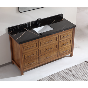Legion Furniture 60" EBONY SINGLE SINK VANITY LIGHT FINISH WITH WK-60S TOP 2" THICK BLACK NATURAL TOP WK2428-60S-EW-WITH BLACK NATURAL TOP