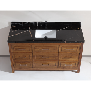 Legion Furniture 60" EBONY SINGLE SINK VANITY LIGHT FINISH WITH WK-60S TOP 2" THICK BLACK NATURAL TOP WK2428-60S-EW-WITH BLACK NATURAL TOP
