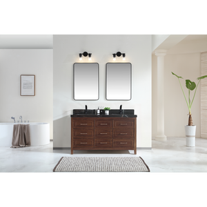 Legion Furniture 60" EBONY DOUBLE SINK VANITY DARK FINISH WITH WK-60D TOP 2" THICK BLACK NATURAL TOP WK2428-60D-EB-WITH BLACK NATURAL TOP