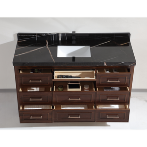 Legion Furniture 60" EBONY SINGLE SINK VANITY DARK FINISH WITH WK-60S TOP 2" THICK BLACK NATURAL TOP WK2428-60S-EB-WITH BLACK NATURAL TOP