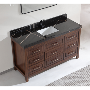 Legion Furniture 60" EBONY SINGLE SINK VANITY DARK FINISH WITH WK-60S TOP 2" THICK BLACK NATURAL TOP WK2428-60S-EB-WITH BLACK NATURAL TOP