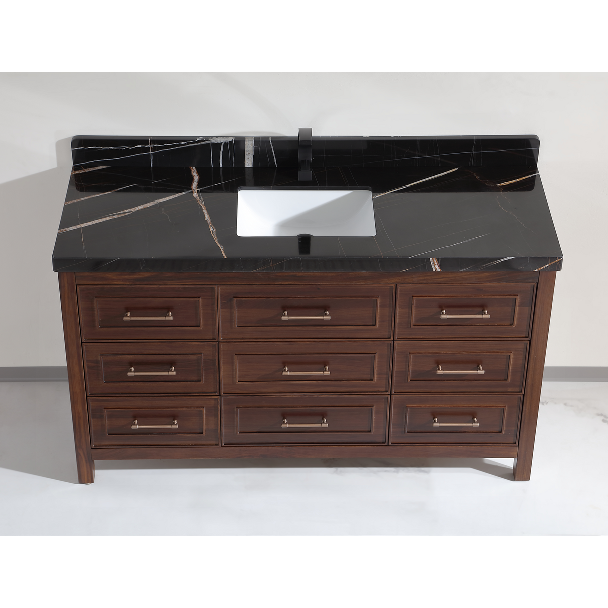 Legion Furniture 60" EBONY SINGLE SINK VANITY DARK FINISH WITH WK-60S TOP 2" THICK BLACK NATURAL TOP WK2428-60S-EB-WITH BLACK NATURAL TOP