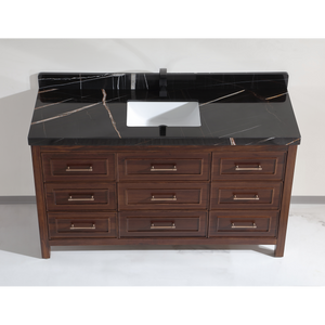 Legion Furniture 60" EBONY SINGLE SINK VANITY DARK FINISH WITH WK-60S TOP 2" THICK BLACK NATURAL TOP WK2428-60S-EB-WITH BLACK NATURAL TOP