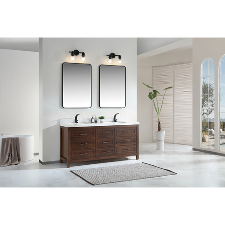Legion Furniture 72" EBONY DOUBLE SINK VANITY DARK FINISH WITH WK-72 TOP 2" THICK WHITE NATURAL TOP WK2428-72-EB-WITH WHITE NATURAL TOP
