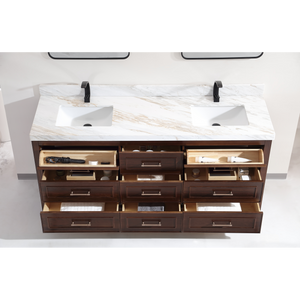 Legion Furniture 72" EBONY DOUBLE SINK VANITY DARK FINISH WITH WK-72 TOP 2" THICK WHITE NATURAL TOP WK2428-72-EB-WITH WHITE NATURAL TOP