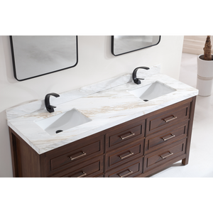 Legion Furniture 72" EBONY DOUBLE SINK VANITY DARK FINISH WITH WK-72 TOP 2" THICK WHITE NATURAL TOP WK2428-72-EB-WITH WHITE NATURAL TOP