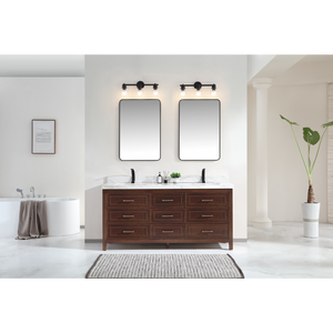 Legion Furniture 72" EBONY DOUBLE SINK VANITY DARK FINISH WITH WK-72 TOP 2" THICK WHITE NATURAL TOP WK2428-72-EB-WITH WHITE NATURAL TOP