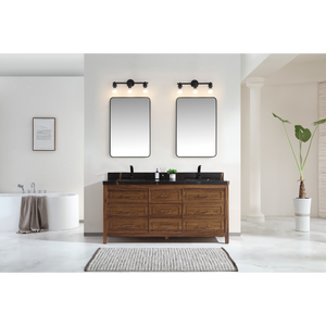 Legion Furniture 72" EBONY DOUBLE SINK VANITY LIGHT FINISH WITH WK-72 TOP 2" THICK BLACK NATURAL TOP WK2428-72-EW-WITH BLACK NATURAL TOP