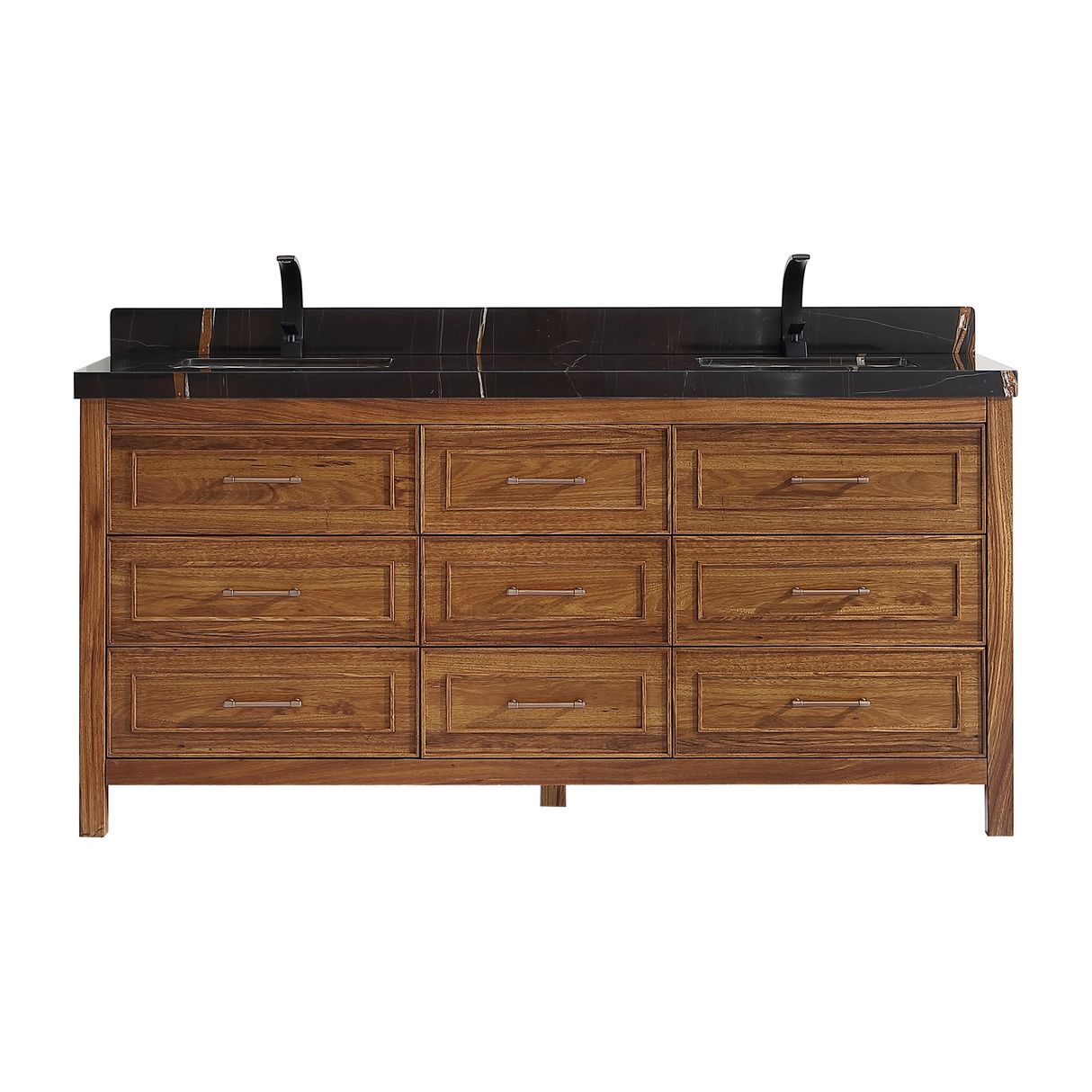 Legion Furniture 72" EBONY DOUBLE SINK VANITY LIGHT FINISH WITH WK-72 TOP 2" THICK BLACK NATURAL TOP WK2428-72-EW-WITH BLACK NATURAL TOP