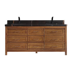 Legion Furniture 72" EBONY DOUBLE SINK VANITY LIGHT FINISH WITH WK-72 TOP 2" THICK BLACK NATURAL TOP WK2428-72-EW-WITH BLACK NATURAL TOP
