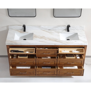 Legion Furniture 72" EBONY DOUBLE SINK VANITY LIGHT FINISH WITH WK-72 TOP 2" THICK WHITE NATURAL TOP WK2428-72-EW-WITH WHITE NATURAL TOP