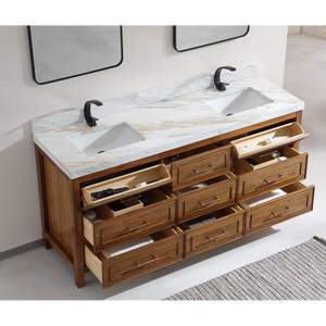 Legion Furniture 72" EBONY DOUBLE SINK VANITY LIGHT FINISH WITH WK-72 TOP 2" THICK WHITE NATURAL TOP WK2428-72-EW-WITH WHITE NATURAL TOP
