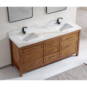 Legion Furniture 72" EBONY DOUBLE SINK VANITY LIGHT FINISH WITH WK-72 TOP 2" THICK WHITE NATURAL TOP WK2428-72-EW-WITH WHITE NATURAL TOP