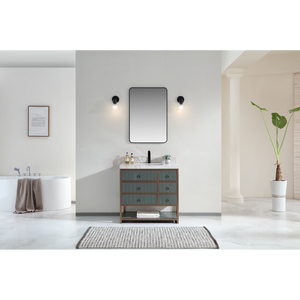 Legion Furniture 36" VANITY WITH GOLDEN BRUSH STAINLESS STEEL FRAME AND PEWTER GREEN FINISH WITH 2" THICK WHITE NATUAL STONE TOP WK2438-36-PG-WITH WHITE NATURAL TOP