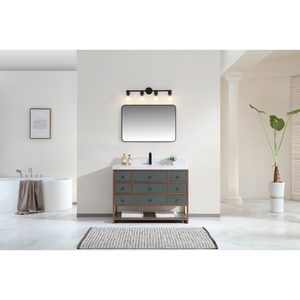 Legion Furniture 48" VANITY WITH GOLDEN BRUSH STAINLESS STEEL FRAME AND PEWTER GREEN FINISH WITH 2" THICK WHITE ARTIFICIAL STONE TOP WK2438-48-PG-WITH WHITE ARTIFICIAL TOP