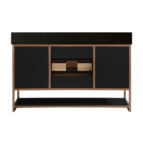 Legion Furniture 60" SINGLE VANITY WITH GOLDEN BRUSH STAINLESS STEEL FRAME AND TRICORN BLACK FINISH WITH 2' THICK BLACK NATUAL STONE TOP WK2438-60S-BG-WITH BLACK NATURAL TOP