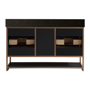 Legion Furniture 72" DOUBLE VANITY WITH GOLDEN BRUSH STAINLESS STEEL FRAME AND TRICORN BLACK FINISH WITH 2' THICK BLACK NATUAL STONE TOP WK2438-72-BG-WITH BLACK NATURAL TOP