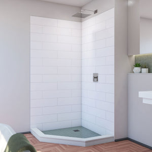 DreamLine DreamStone 42 in. D x 42 in. W x 84 in. H Corner Shower Wall Kit in White Modern Subway Pattern