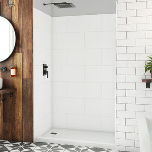 DreamLine DreamStone 36 in. D x 50 in. W x 84 in. H Shower Wall Kit in White Traditional Subway Pattern