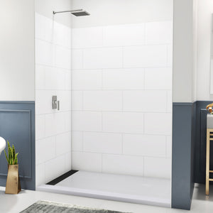DreamLine DreamStone 42 in. D x 62 in. W x 84 in. H Shower Wall Kit in White Traditional Subway Pattern