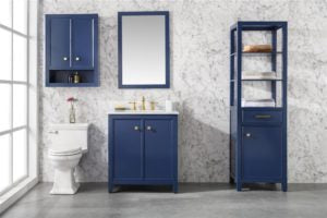 Legion Furniture 30" BLUE FINISH SINK VANITY CABINET WITH CARRARA WHITE TOP WLF2130-B