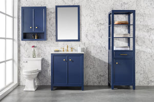Legion Furniture 30" BLUE FINISH SINK VANITY CABINET WITH CARRARA WHITE TOP WLF2130-B