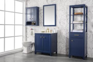 Legion Furniture 30" BLUE FINISH SINK VANITY CABINET WITH CARRARA WHITE TOP WLF2130-B