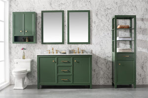 Legion Furniture 54" VOGUE GREEN FINISH DOUBLE SINK VANITY CABINET WITH CARRARA WHITE TOP WLF2154-VG