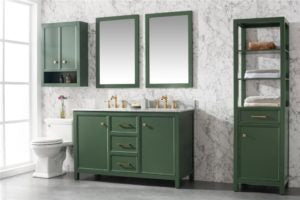 Legion Furniture 54" VOGUE GREEN FINISH DOUBLE SINK VANITY CABINET WITH CARRARA WHITE TOP WLF2154-VG
