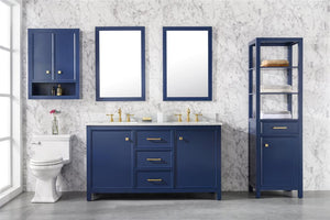 Legion Furniture 60" BLUE FINISH DOUBLE SINK VANITY CABINET WITH CARRARA WHITE TOP WLF2160D-B