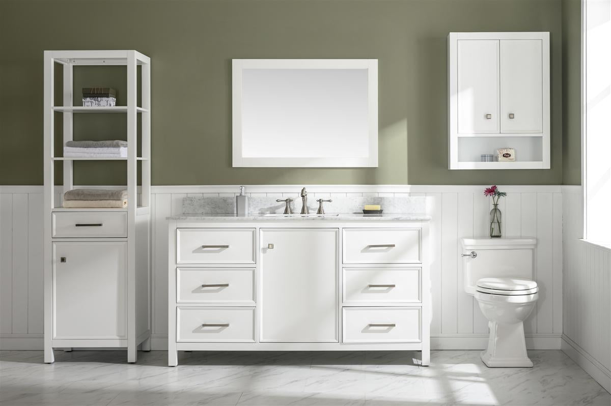 Legion Furniture 60" WHITE FINISH SINGLE SINK VANITY CABINET WITH CARRARA WHITE TOP WLF2160S-W