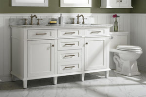 Legion Furniture 60" WHITE FINISH DOUBLE SINK VANITY CABINET WITH CARRARA WHITE TOP WLF2260D-W