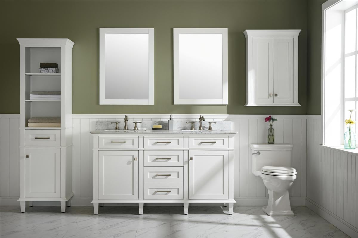 Legion Furniture 60" WHITE FINISH DOUBLE SINK VANITY CABINET WITH CARRARA WHITE TOP WLF2260D-W