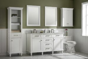 Legion Furniture 60" WHITE FINISH DOUBLE SINK VANITY CABINET WITH CARRARA WHITE TOP WLF2260D-W