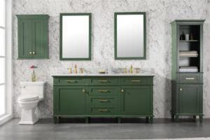 Legion Furniture 72" VOGUE GREEN DOUBLE SINGLE SINK VANITY CABINET WITH CARRARA WHITE TOP WLF2272-VG