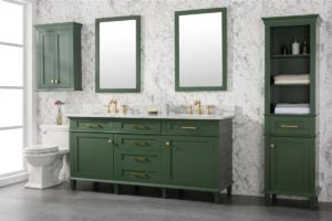 Legion Furniture 72" VOGUE GREEN DOUBLE SINGLE SINK VANITY CABINET WITH CARRARA WHITE TOP WLF2272-VG