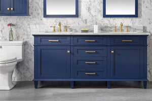 Legion Furniture 72" BLUE DOUBLE SINGLE SINK VANITY CABINET WITH CARRARA WHITE TOP WLF2272-B