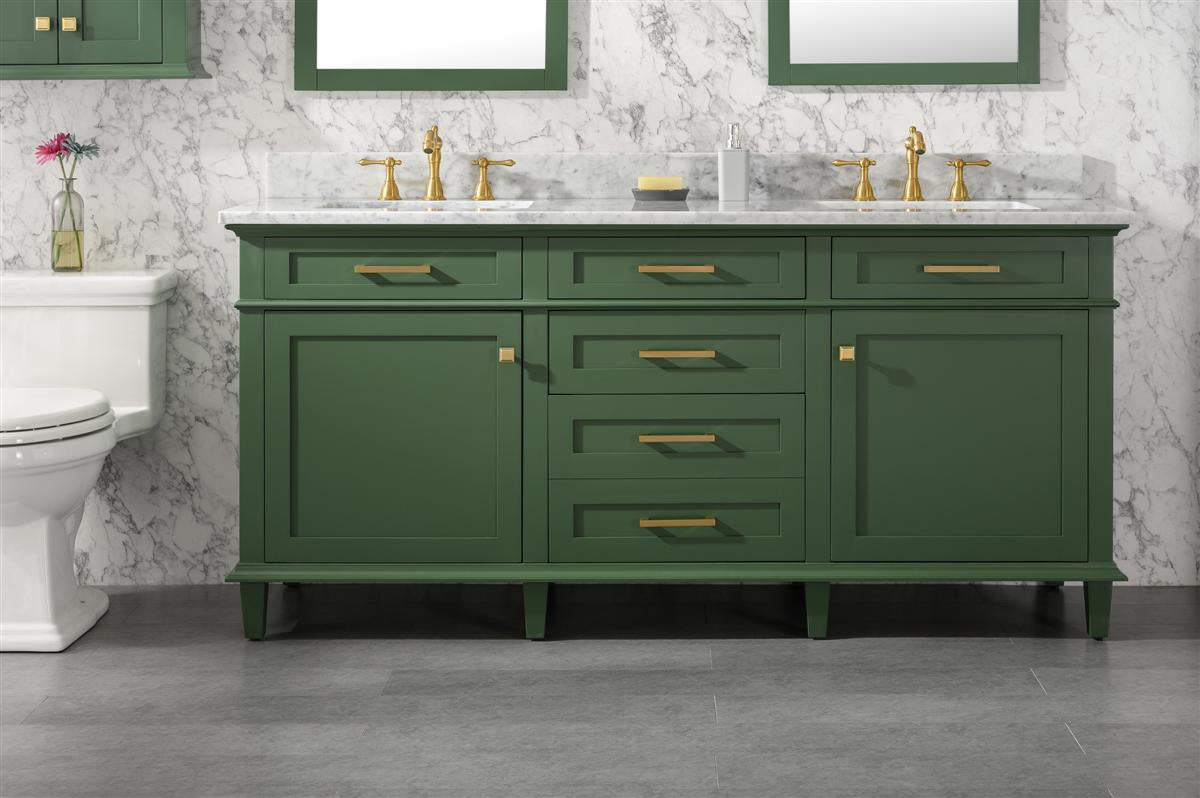 Legion Furniture 72" VOGUE GREEN DOUBLE SINGLE SINK VANITY CABINET WITH CARRARA WHITE TOP WLF2272-VG