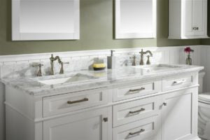 Legion Furniture 72" WHITE DOUBLE SINGLE SINK VANITY CABINET WITH CARRARA WHITE TOP WLF2272-W