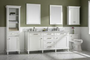 Legion Furniture 72" WHITE DOUBLE SINGLE SINK VANITY CABINET WITH CARRARA WHITE TOP WLF2272-W