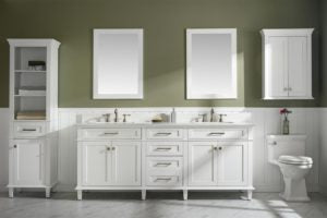Legion Furniture 80" WHITE DOUBLE SINGLE SINK VANITY CABINET WITH CARRARA WHITE QUARTZ TOP WLF2280-CW-QZ WLF2280-W