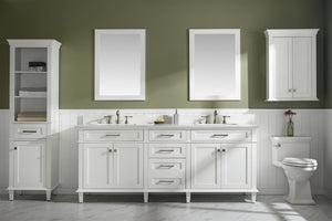 Legion Furniture 80" WHITE DOUBLE SINGLE SINK VANITY CABINET WITH CARRARA WHITE QUARTZ TOP WLF2280-CW-QZ WLF2280-W