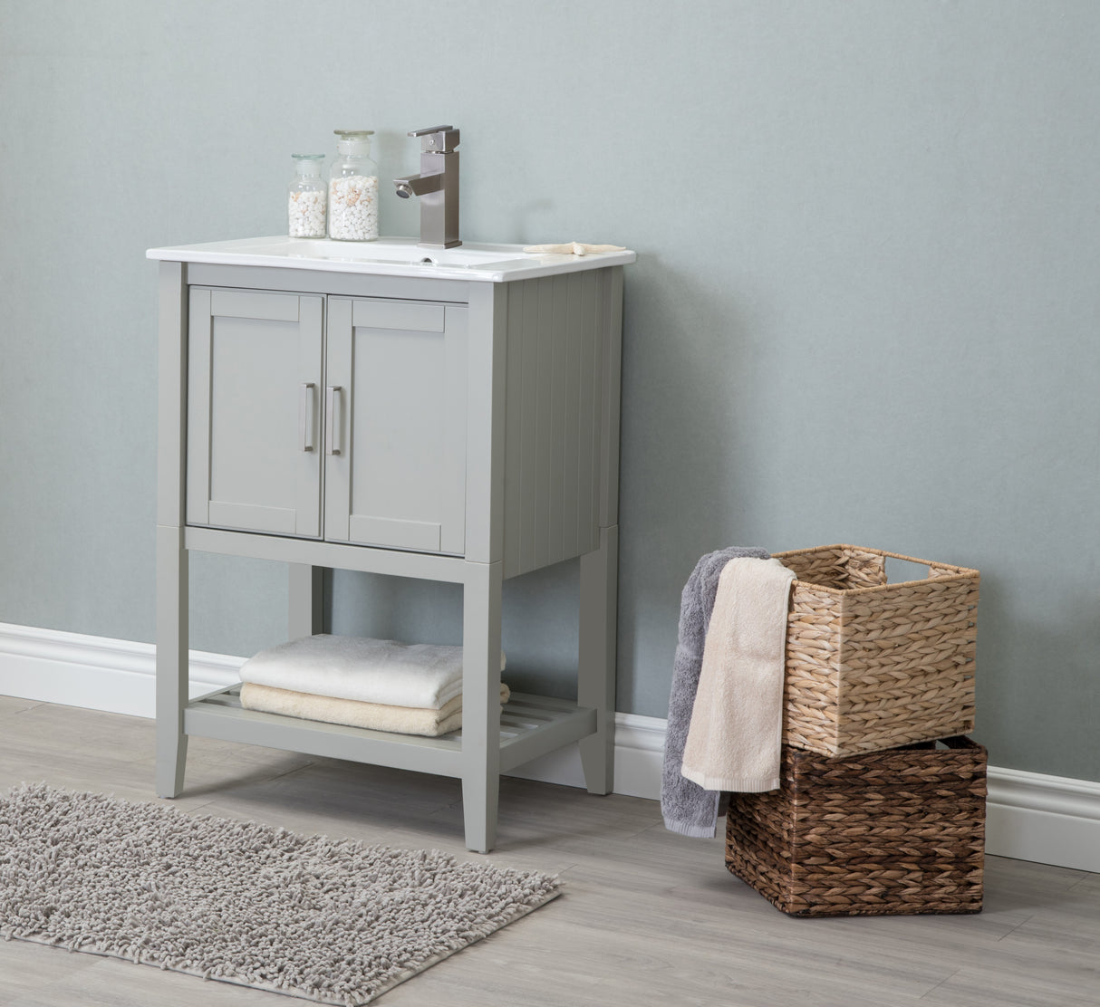 Legion Furniture 24" KD WHITE GRAY SINK VANITY WLF6023-RL
