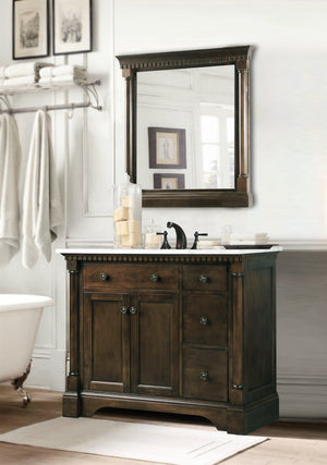 Legion Furniture 36" ANTIQUE COFFEE SINK VANITY WITH CARRARA WHITE TOP AND MATCHING BACKSPLASH WITHOUT FAUCET WLF6036-36"